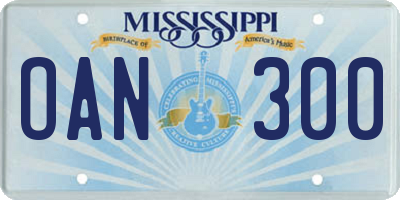MS license plate OAN300