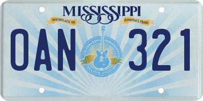 MS license plate OAN321