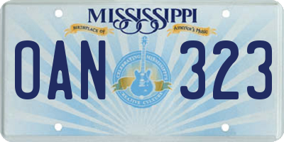 MS license plate OAN323