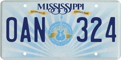 MS license plate OAN324
