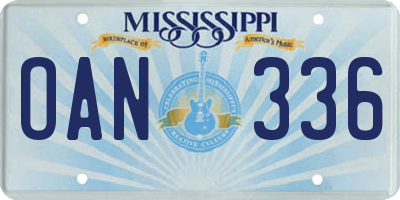MS license plate OAN336