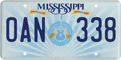 MS license plate OAN338