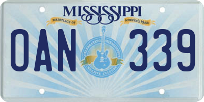 MS license plate OAN339