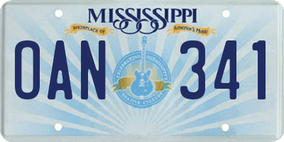 MS license plate OAN341