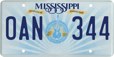 MS license plate OAN344