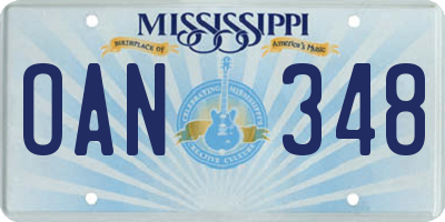 MS license plate OAN348