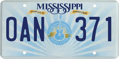 MS license plate OAN371