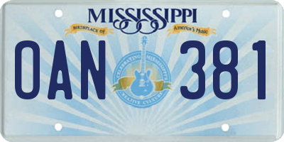 MS license plate OAN381