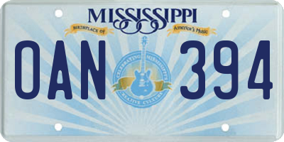 MS license plate OAN394