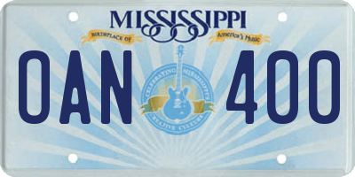 MS license plate OAN400