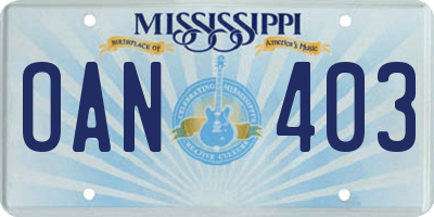 MS license plate OAN403