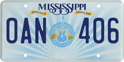 MS license plate OAN406