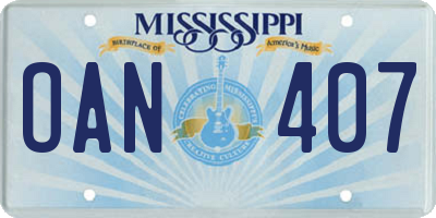MS license plate OAN407