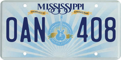 MS license plate OAN408