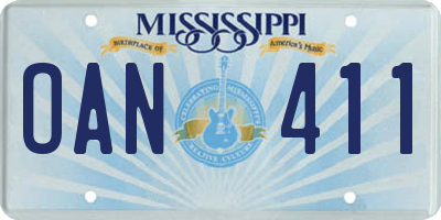 MS license plate OAN411