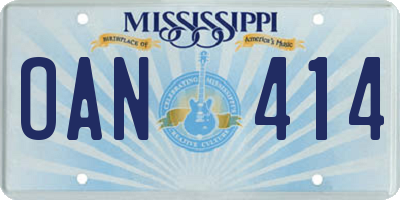 MS license plate OAN414