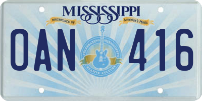 MS license plate OAN416