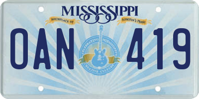 MS license plate OAN419
