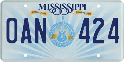 MS license plate OAN424