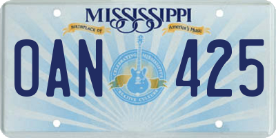 MS license plate OAN425