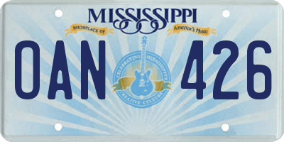 MS license plate OAN426