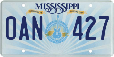 MS license plate OAN427
