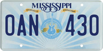 MS license plate OAN430