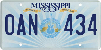 MS license plate OAN434