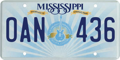 MS license plate OAN436