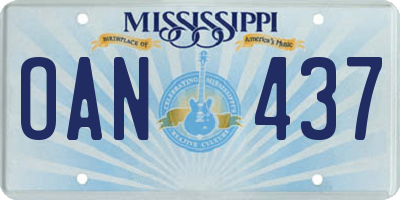 MS license plate OAN437