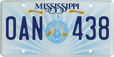 MS license plate OAN438