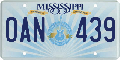 MS license plate OAN439