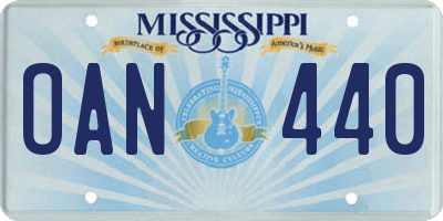 MS license plate OAN440