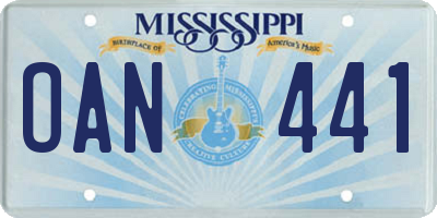MS license plate OAN441