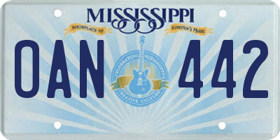 MS license plate OAN442