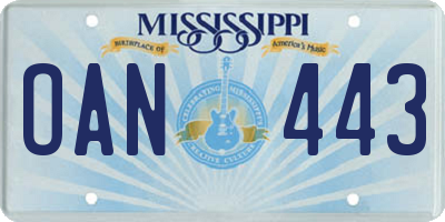 MS license plate OAN443