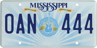MS license plate OAN444