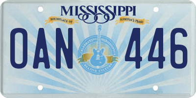 MS license plate OAN446