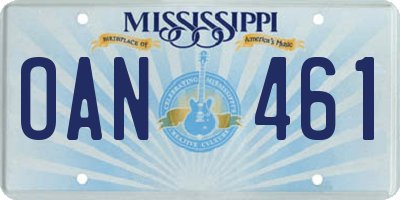 MS license plate OAN461