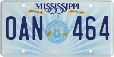 MS license plate OAN464