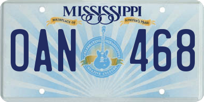 MS license plate OAN468