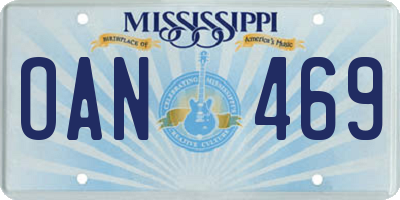 MS license plate OAN469