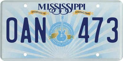 MS license plate OAN473