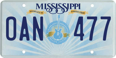 MS license plate OAN477