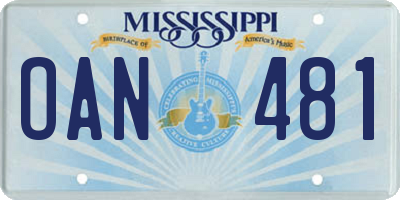 MS license plate OAN481