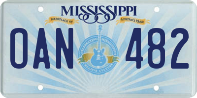 MS license plate OAN482