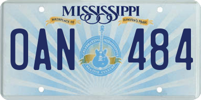 MS license plate OAN484