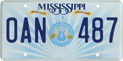 MS license plate OAN487