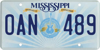 MS license plate OAN489