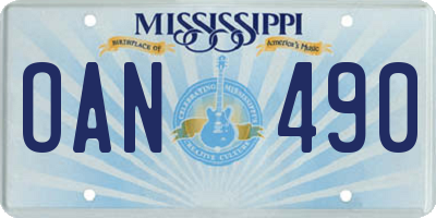 MS license plate OAN490